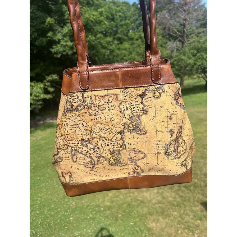 Patricia Nash Mallory Tote European Map Collection Leather Shoulder Bag NWT - Picture 3 of 16